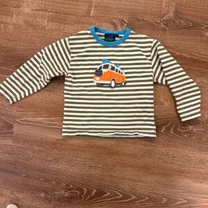 Mini Boden ⚡️Kids Striped Long-Sleeve Tee with Orange Van Applique